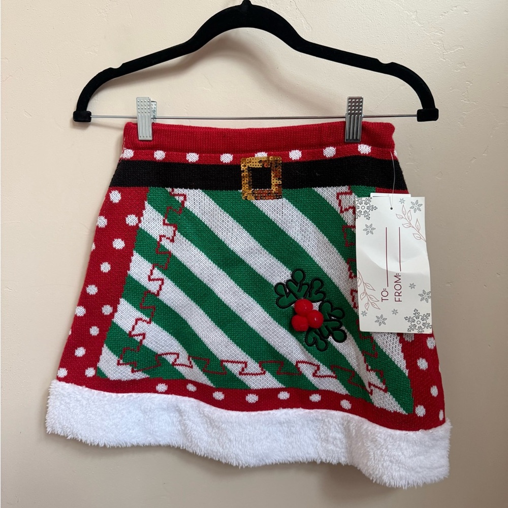 Planet Gold Red and Green Mini Skirt